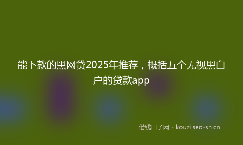 能下款的黑网贷2025年推荐，概括五个无视黑白户的贷款app