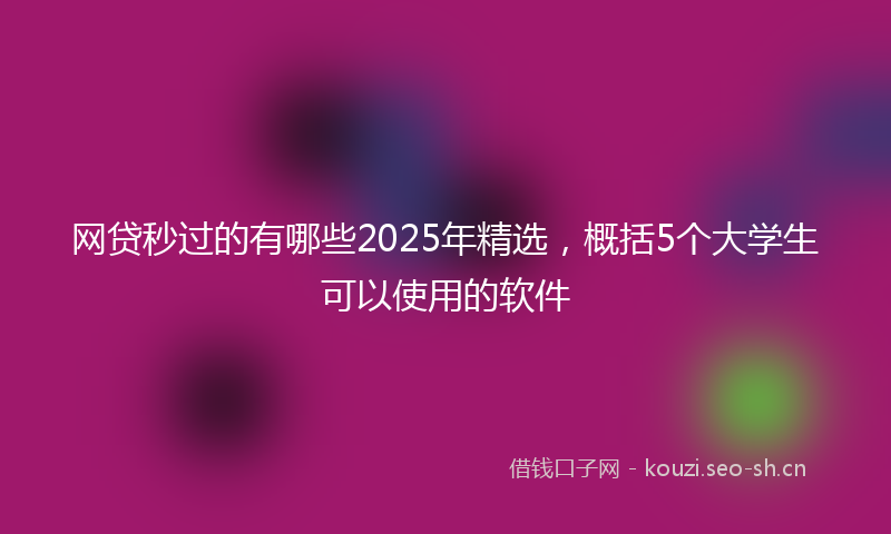网贷秒过的有哪些2025年精选，概括5个大学生可以使用的软件