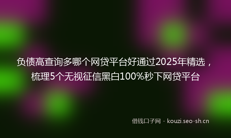 负债高查询多哪个网贷平台好通过2025年精选，梳理5个无视征信黑白100%秒下网贷平台