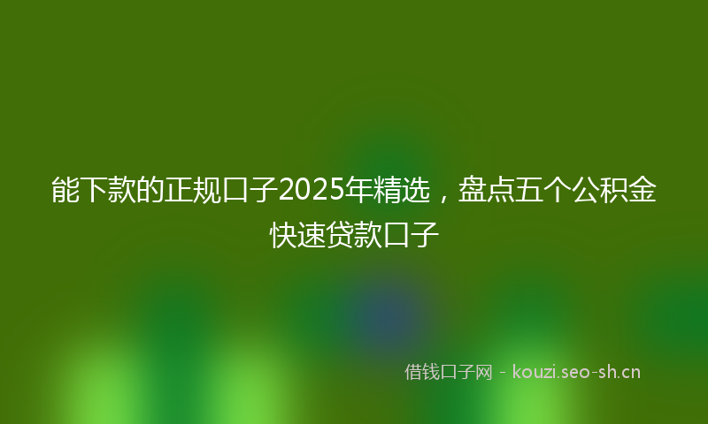 能下款的正规口子2025年精选，盘点五个公积金快速贷款口子