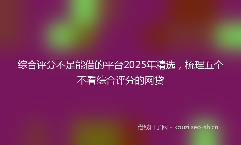 综合评分不足能借的平台2025年精选，梳理五个不看综合评分的网贷