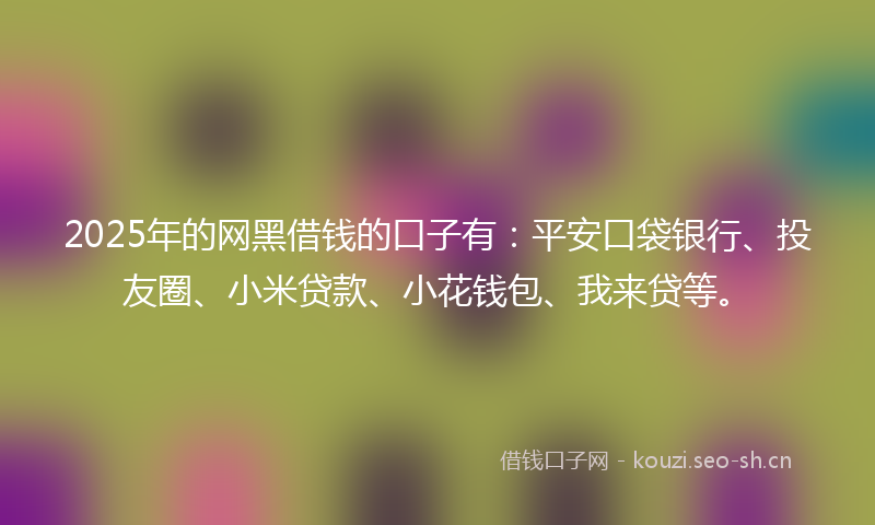 2025年的网黑借钱的口子有：平安口袋银行、投友圈、小米贷款、小花钱包、我来贷等。