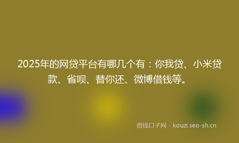 2025年的网贷平台有哪几个有：你我贷、小米贷款、省呗、替你还、微博借钱等。