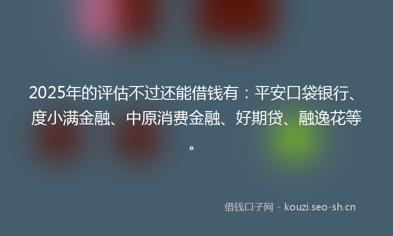 2025年的评估不过还能借钱有：平安口袋银行、度小满金融、中原消费金融、好期贷、融逸花等。