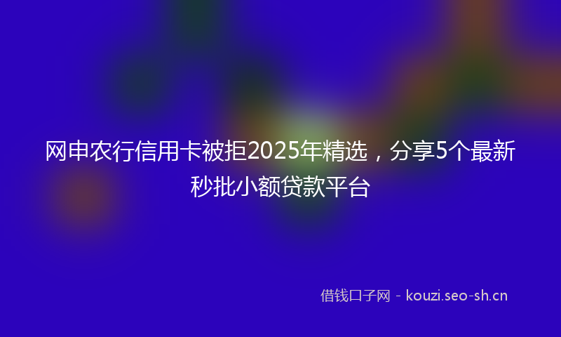 网申农行信用卡被拒2025年精选，分享5个最新秒批小额贷款平台
