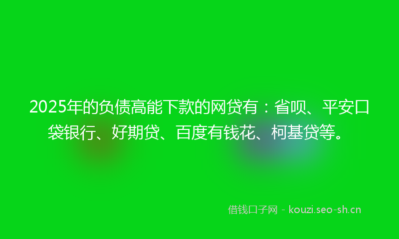 2025年的负债高能下款的网贷有：省呗、平安口袋银行、好期贷、百度有钱花、柯基贷等。