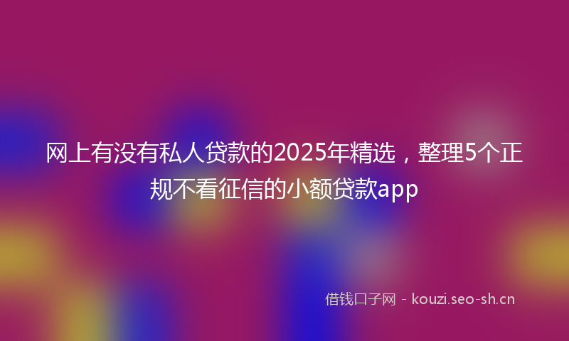 网上有没有私人贷款的2025年精选，整理5个正规不看征信的小额贷款app