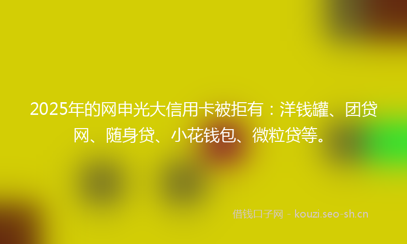 2025年的网申光大信用卡被拒有：洋钱罐、团贷网、随身贷、小花钱包、微粒贷等。