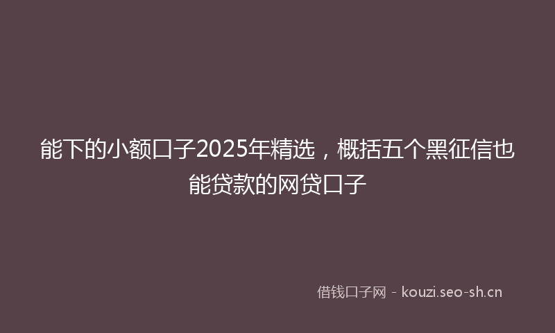 能下的小额口子2025年精选，概括五个黑征信也能贷款的网贷口子