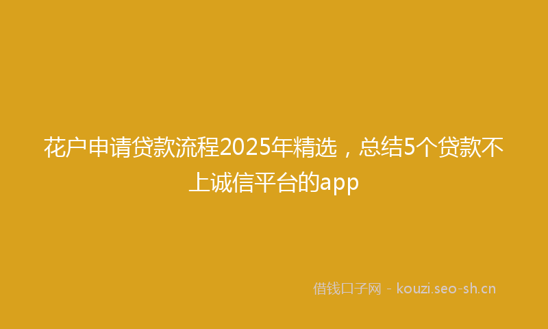 花户申请贷款流程2025年精选，总结5个贷款不上诚信平台的app