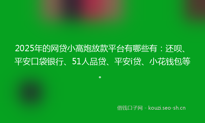 2025年的网贷小高炮放款平台有哪些有：还呗、平安口袋银行、51人品贷、平安i贷、小花钱包等。