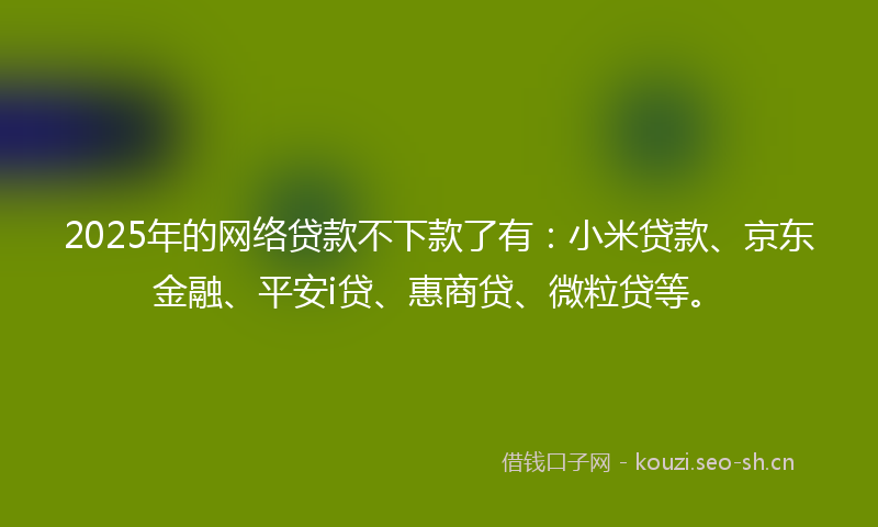 2025年的网络贷款不下款了有：小米贷款、京东金融、平安i贷、惠商贷、微粒贷等。