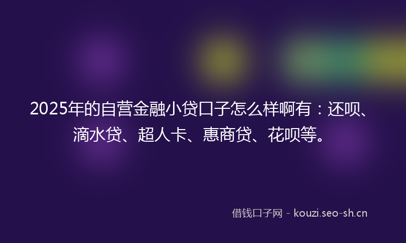 2025年的自营金融小贷口子怎么样啊有：还呗、滴水贷、超人卡、惠商贷、花呗等。