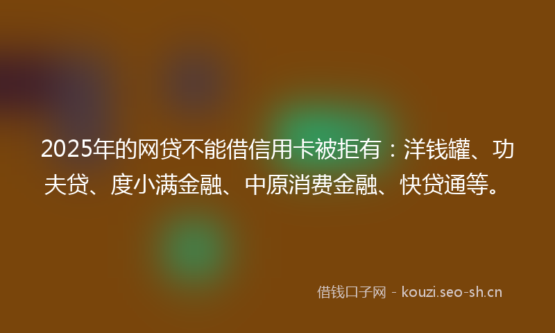 2025年的网贷不能借信用卡被拒有：洋钱罐、功夫贷、度小满金融、中原消费金融、快贷通等。