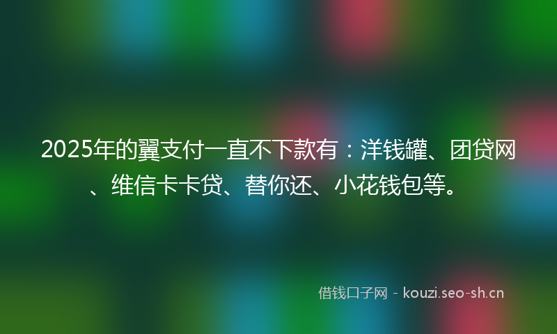 2025年的翼支付一直不下款有：洋钱罐、团贷网、维信卡卡贷、替你还、小花钱包等。