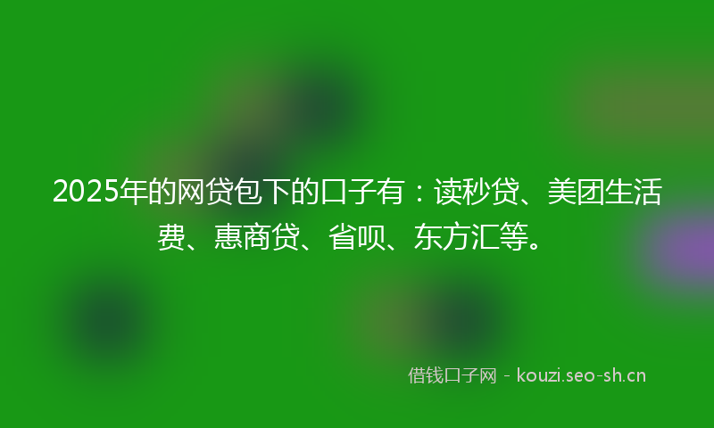 2025年的网贷包下的口子有：读秒贷、美团生活费、惠商贷、省呗、东方汇等。