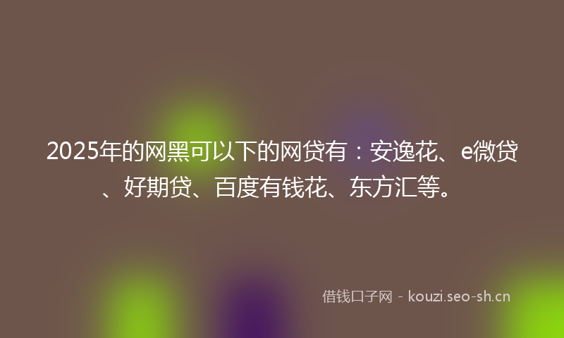 2025年的网黑可以下的网贷有：安逸花、e微贷、好期贷、百度有钱花、东方汇等。