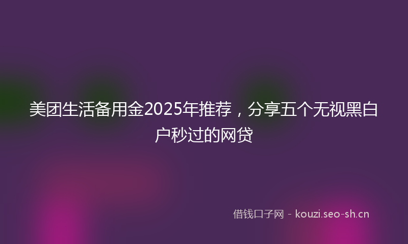 美团生活备用金2025年推荐，分享五个无视黑白户秒过的网贷