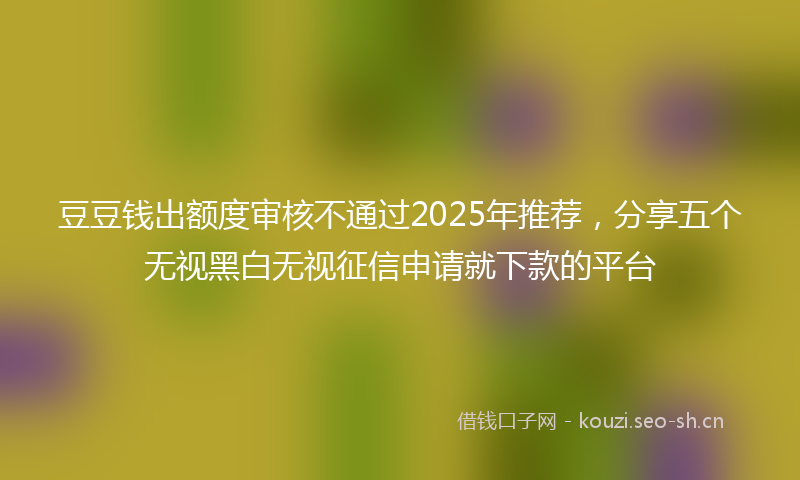 豆豆钱出额度审核不通过2025年推荐，分享五个无视黑白无视征信申请就下款的平台