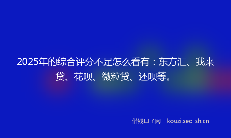 2025年的综合评分不足怎么看有：东方汇、我来贷、花呗、微粒贷、还呗等。