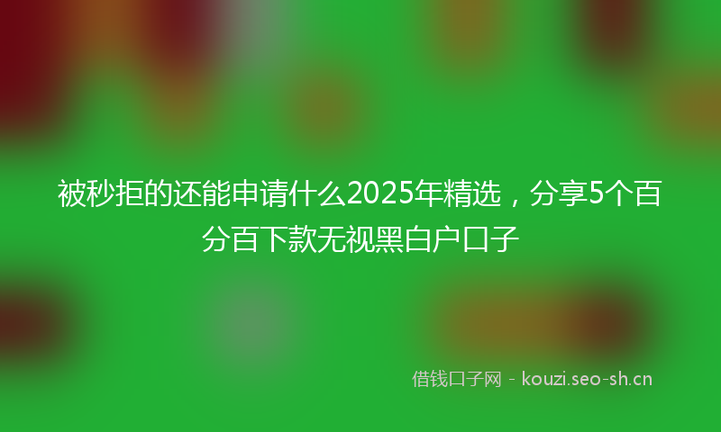被秒拒的还能申请什么2025年精选，分享5个百分百下款无视黑白户口子