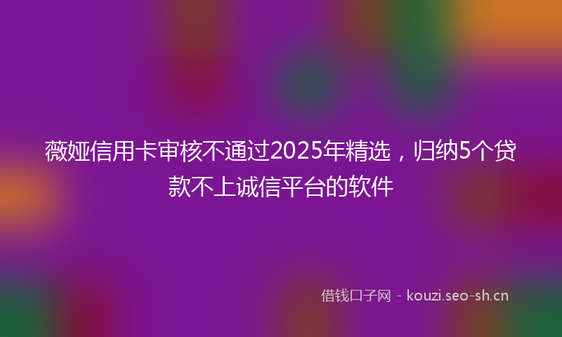 薇娅信用卡审核不通过2025年精选，归纳5个贷款不上诚信平台的软件