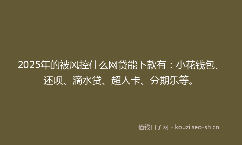 2025年的被风控什么网贷能下款有：小花钱包、还呗、滴水贷、超人卡、分期乐等。
