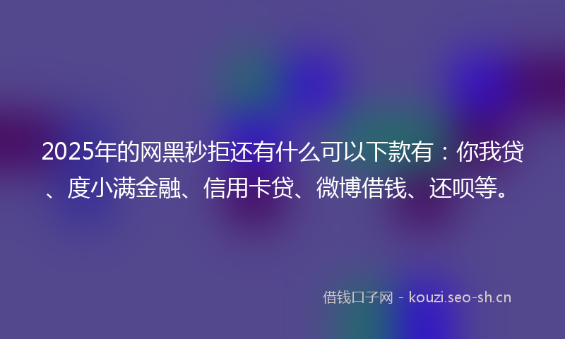 2025年的网黑秒拒还有什么可以下款有：你我贷、度小满金融、信用卡贷、微博借钱、还呗等。