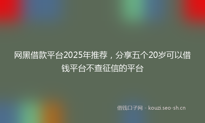 网黑借款平台2025年推荐，分享五个20岁可以借钱平台不查征信的平台