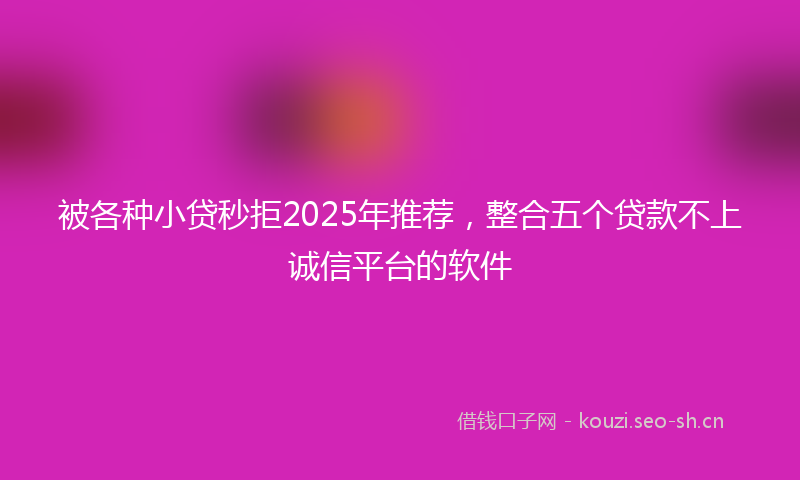 被各种小贷秒拒2025年推荐，整合五个贷款不上诚信平台的软件