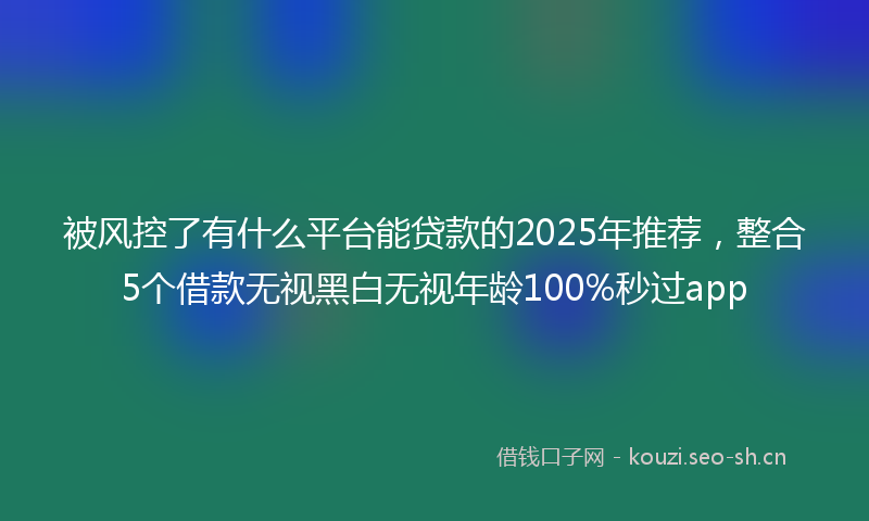 被风控了有什么平台能贷款的2025年推荐，整合5个借款无视黑白无视年龄100%秒过app