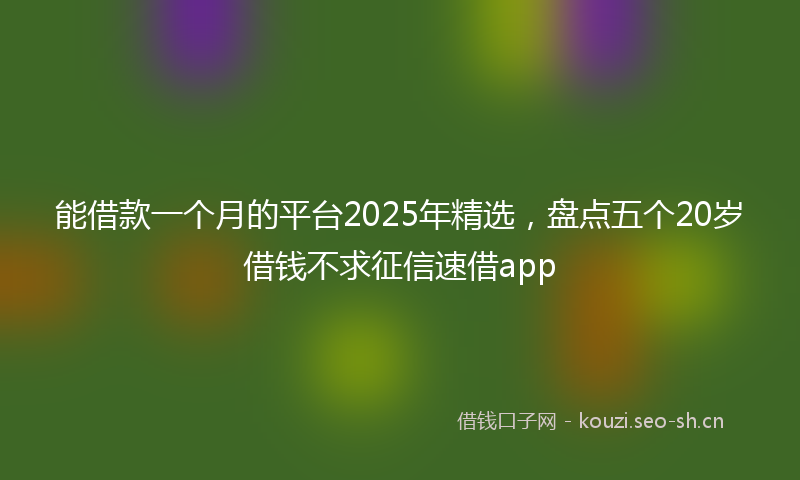 能借款一个月的平台2025年精选，盘点五个20岁借钱不求征信速借app