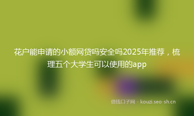 花户能申请的小额网贷吗安全吗2025年推荐，梳理五个大学生可以使用的app