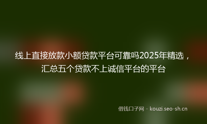 线上直接放款小额贷款平台可靠吗2025年精选,汇总五个贷款不上诚信平台的平台