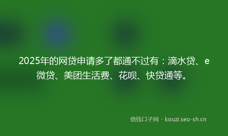 2025年的网贷申请多了都通不过有：滴水贷、e微贷、美团生活费、花呗、快贷通等。