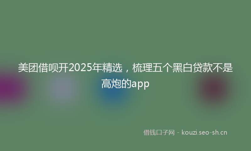 美团借呗开2025年精选，梳理五个黑白贷款不是高炮的app