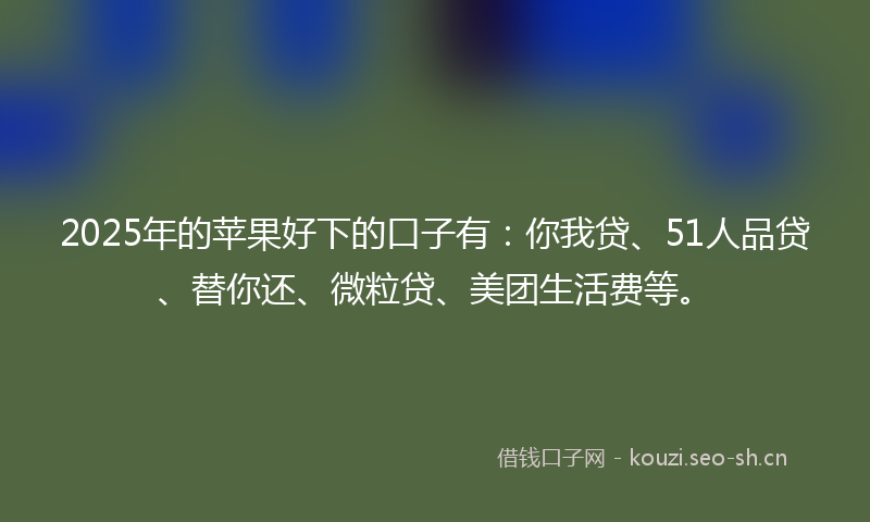 2025年的苹果好下的口子有：你我贷、51人品贷、替你还、微粒贷、美团生活费等。