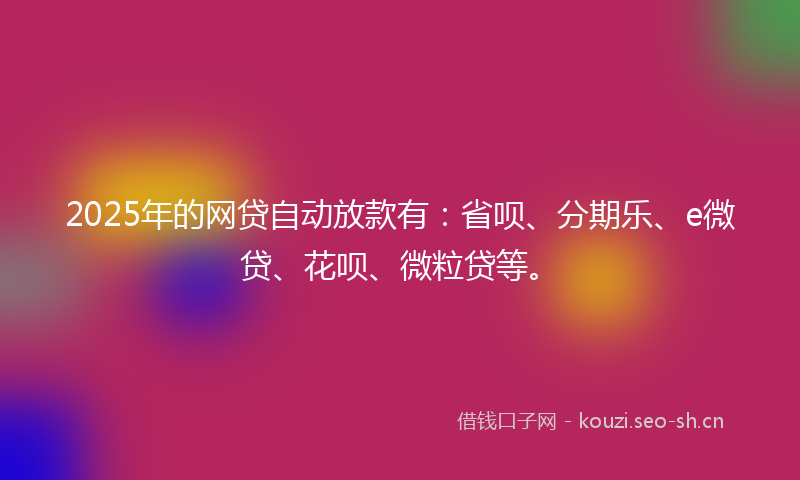 2025年的网贷自动放款有：省呗、分期乐、e微贷、花呗、微粒贷等。