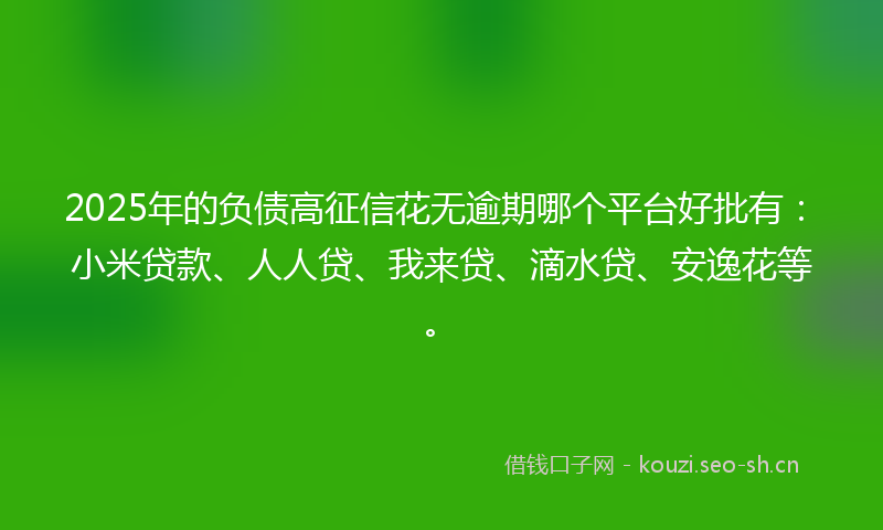 2025年的负债高征信花无逾期哪个平台好批有：小米贷款、人人贷、我来贷、滴水贷、安逸花等。