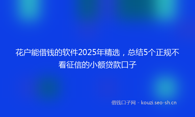 花户能借钱的软件2025年精选，总结5个正规不看征信的小额贷款口子