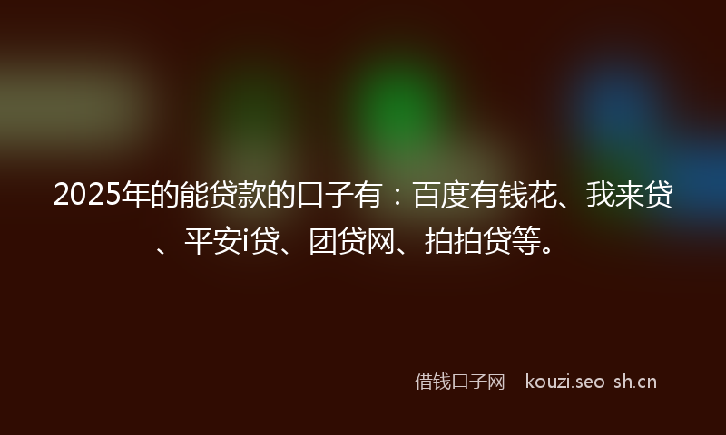 2025年的能贷款的口子有：百度有钱花、我来贷、平安i贷、团贷网、拍拍贷等。