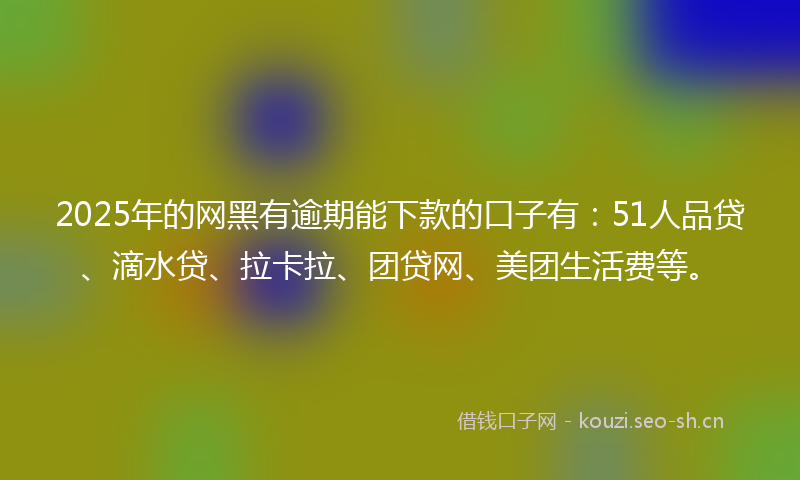 2025年的网黑有逾期能下款的口子有：51人品贷、滴水贷、拉卡拉、团贷网、美团生活费等。