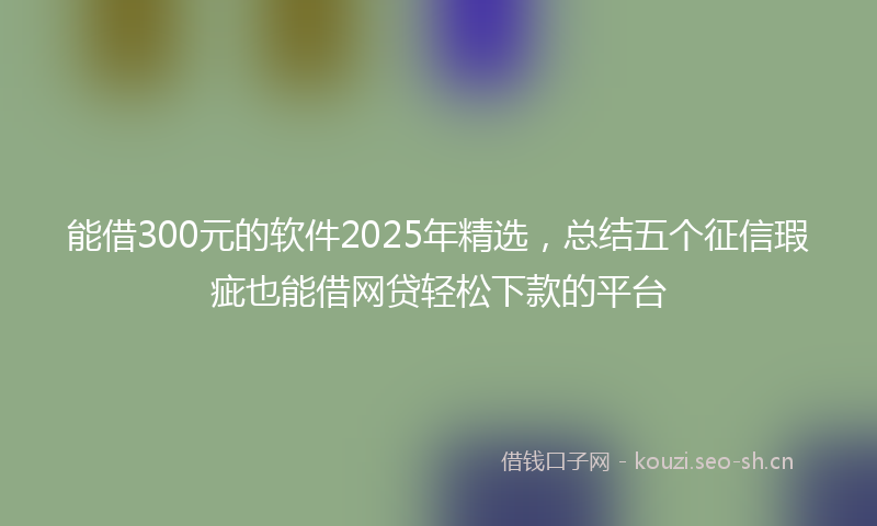 能借300元的软件2025年精选，总结五个征信瑕疵也能借网贷轻松下款的平台