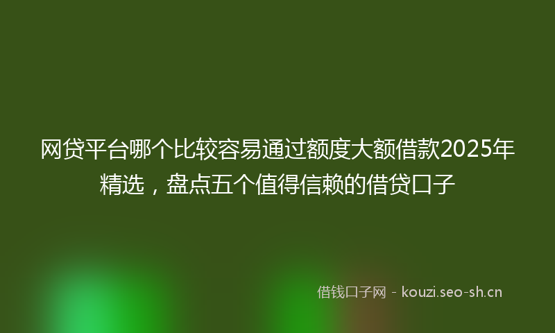 网贷平台哪个比较容易通过额度大额借款2025年精选，盘点五个值得信赖的借贷口子