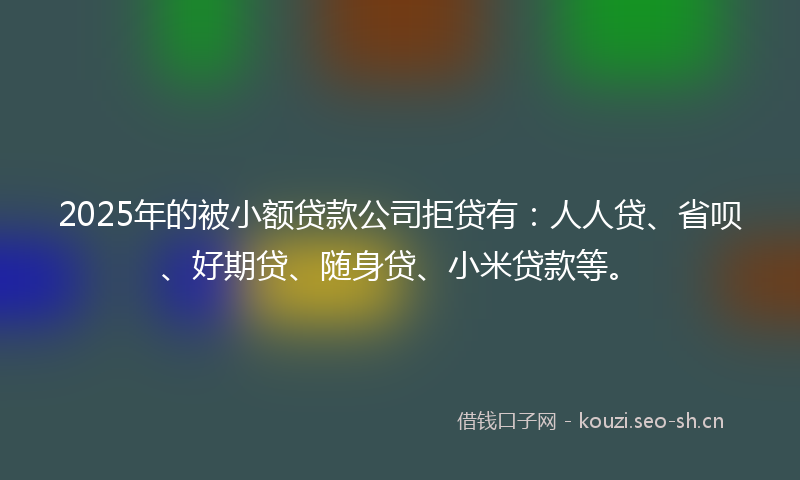 2025年的被小额贷款公司拒贷有：人人贷、省呗、好期贷、随身贷、小米贷款等。