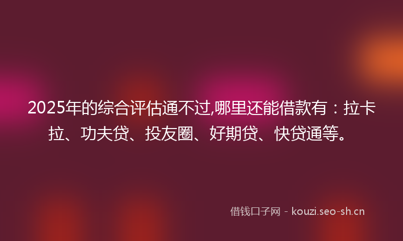2025年的综合评估通不过,哪里还能借款有：拉卡拉、功夫贷、投友圈、好期贷、快贷通等。