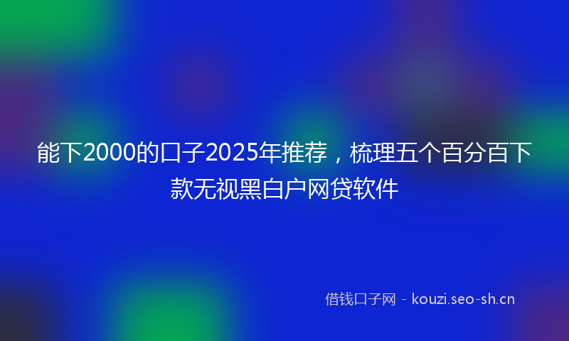 能下2000的口子2025年推荐，梳理五个百分百下款无视黑白户网贷软件