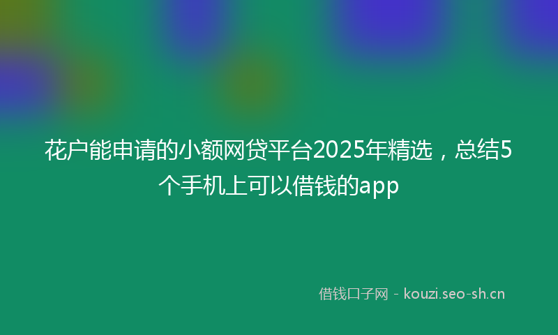 花户能申请的小额网贷平台2025年精选，总结5个手机上可以借钱的app