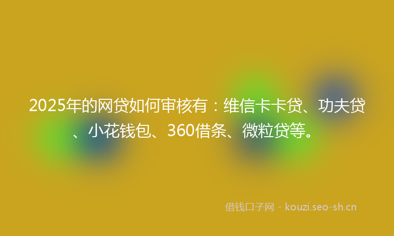 2025年的网贷如何审核有：维信卡卡贷、功夫贷、小花钱包、360借条、微粒贷等。