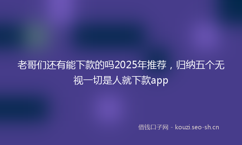 老哥们还有能下款的吗2025年推荐，归纳五个无视一切是人就下款app